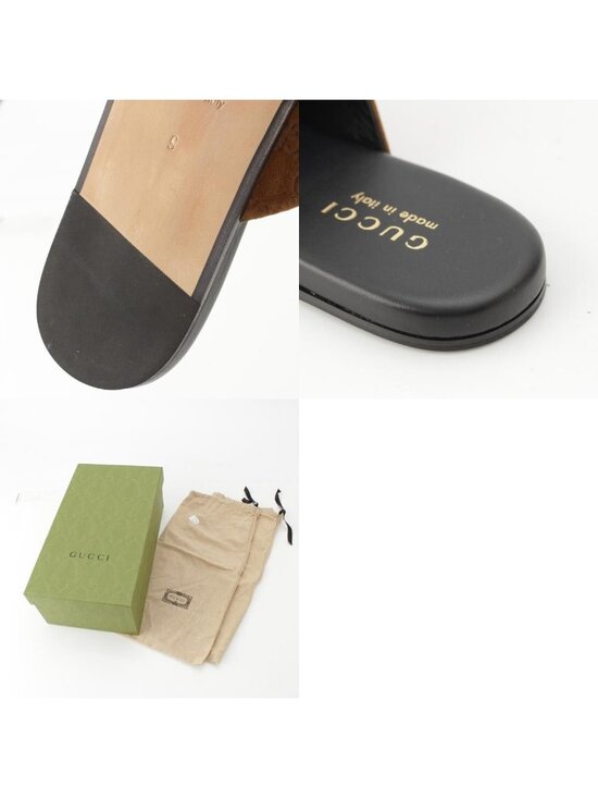 Gucci Horsebit Suede Sandals Shoes Slippers Beige